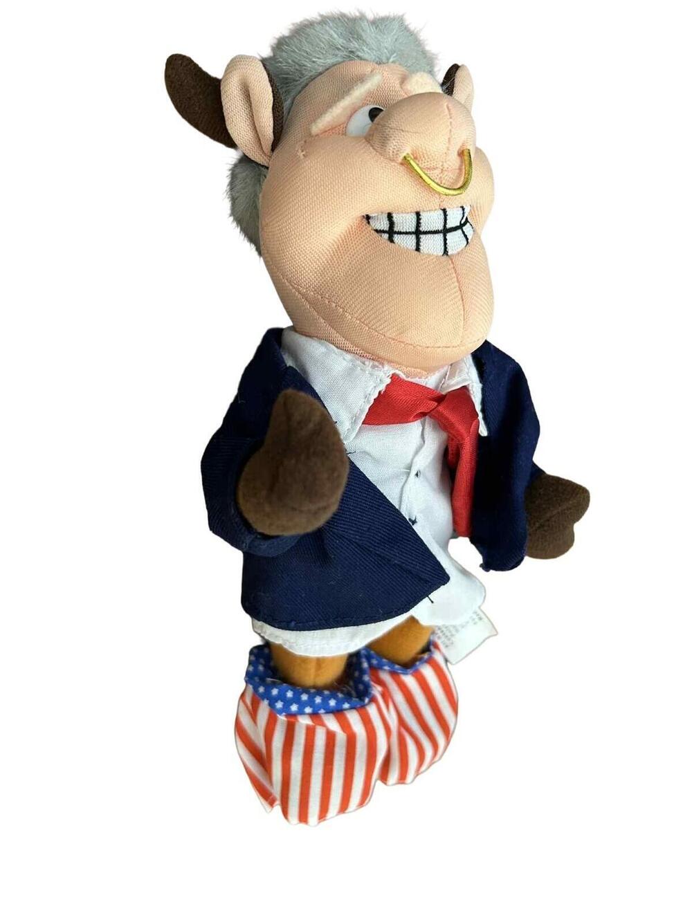 Vintage 1998 Infamous Meanies "Bull Clinton" Plush Bean Bag by Idea Factory wTag